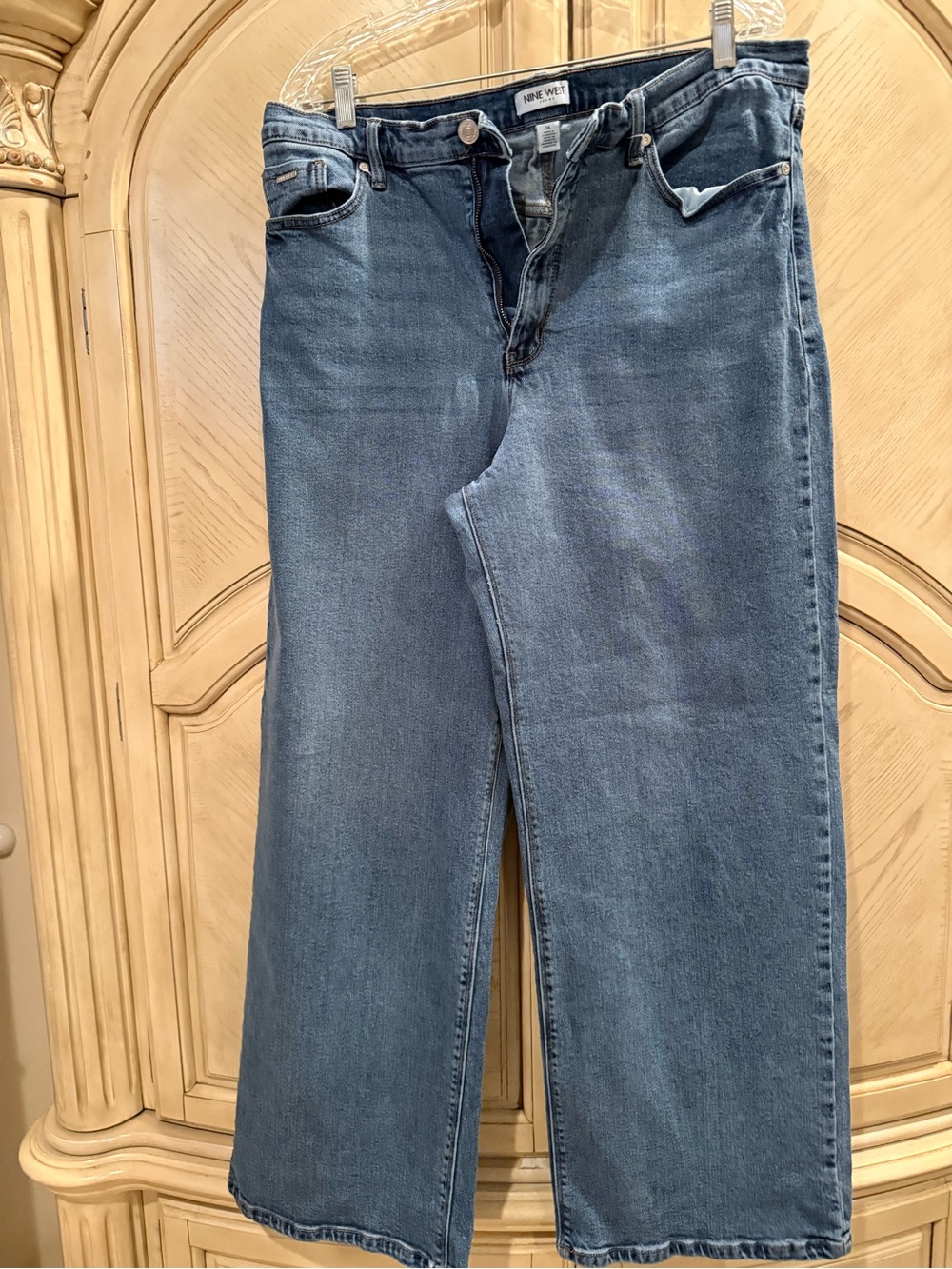 Nine West Classic Wide-Leg Jeans in Medium Blue, size 16